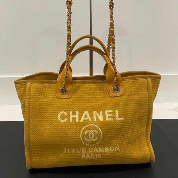 CHANEL | Bags | Chanel Mixed Fibers Small Deauville Tote Yellow